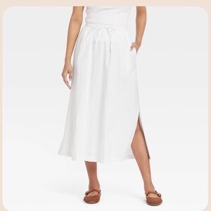 Universal Thread White Cotton Maxi Skirt Side Slit Size L